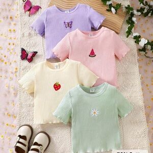 Toddler Girl Tshirts Ribbed Trendy 18-24 Months Bundle